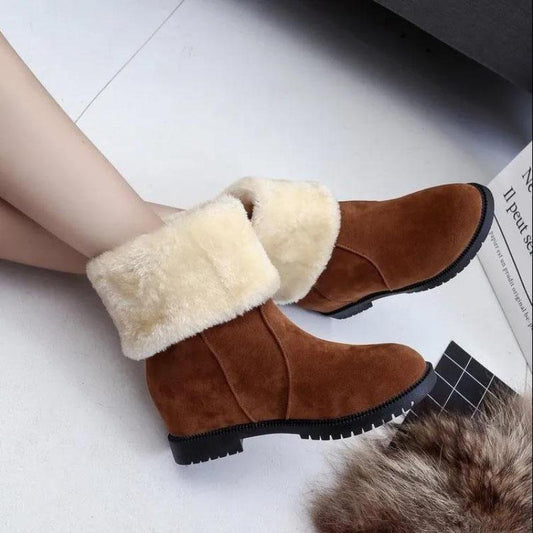 Winter Anti-skiing Boots Korean Women's Mid-tube Plus Velvet Thick Warm Shoes Comfortable Cotton Boots