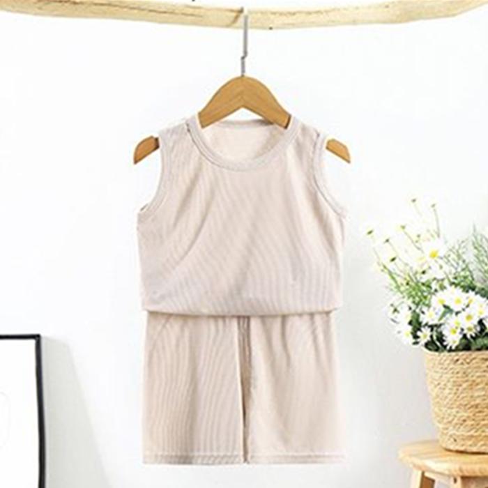 Children's Pajamas Summer Thin Boy's Cotton Sleeveless Vest Shorts Set Baby's Air Conditioning Clothing Girls' Home Clothes