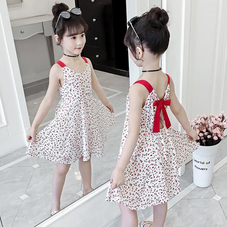 Children Dress Spring Summer Sling Kids Clothing  Baby Girls Clothing Printing Sleeveless Dress Girl