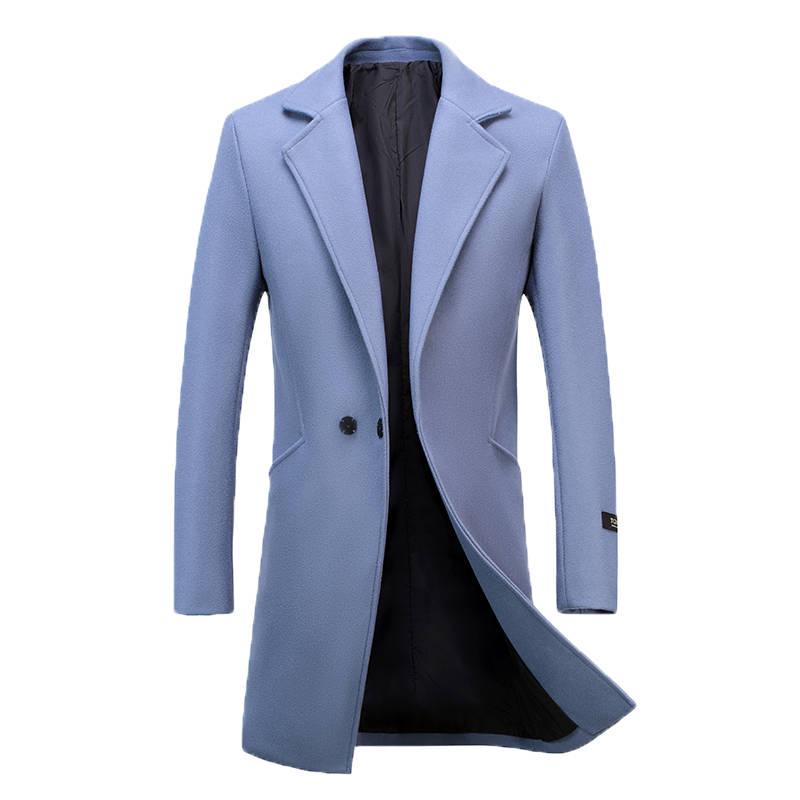 Men's Wool Coat Winter Warm Long Trench Jacket Male Single Breasted Business Casual Overcoat Parka