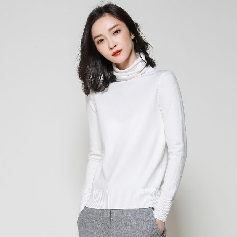 Cashmere Sweater 2019 Women's Autumn Winter Sweaters Pullover Turtleneck Solid Office Lady Slim Tops