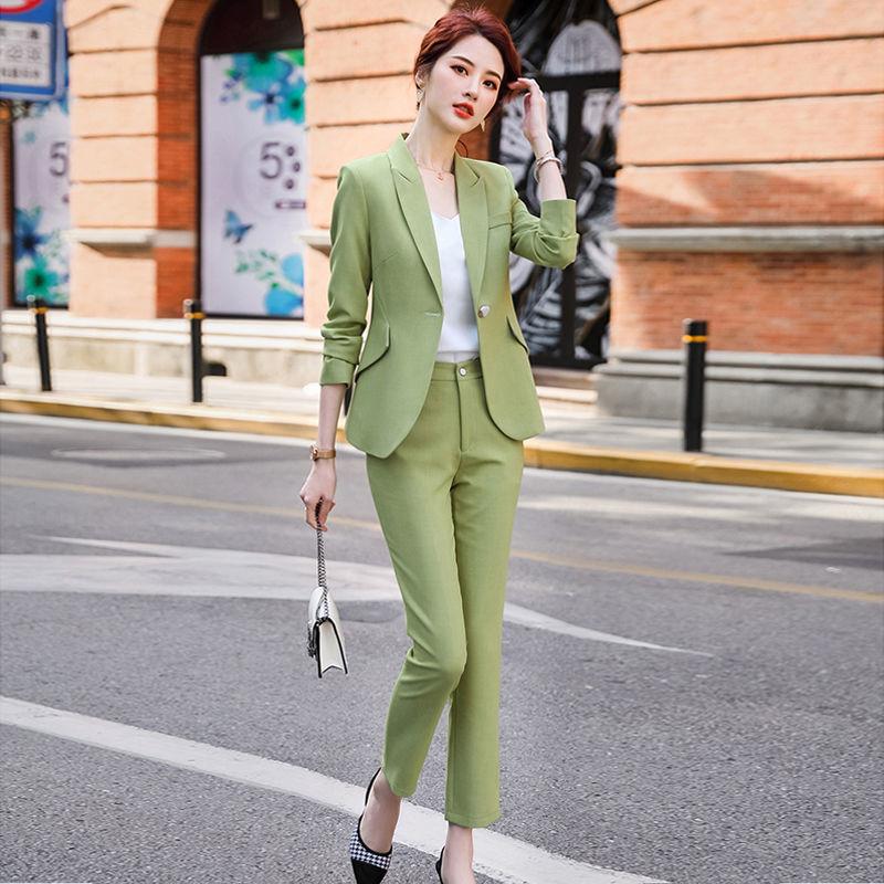 Three-piece Suit Suspenders + Professional Jacket + Suit Pants Women's Spring and Autumn Trousers Overalls Women's Casual Suits Overalls