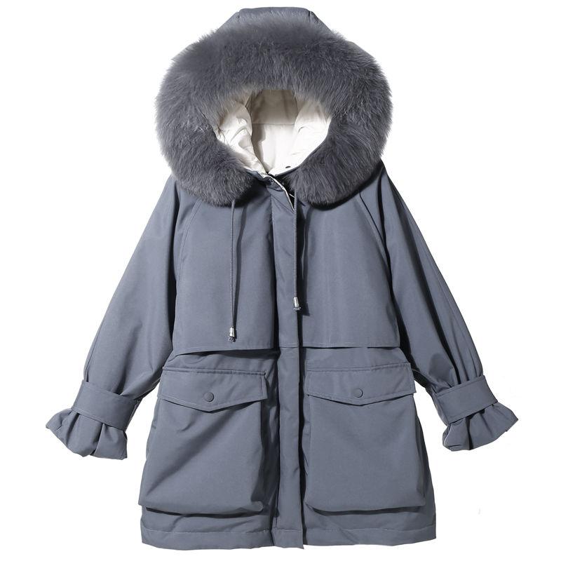 Large Fur Collar Women's Mid-length Pie To Overcome The Winter Fashion Trend Loose Thick Warm Down Padded Jacket