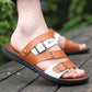 Men's Leather Sandals Men's Classic Breathable Beach Sandals Summer Casual Non-Slip Resistant Sandal