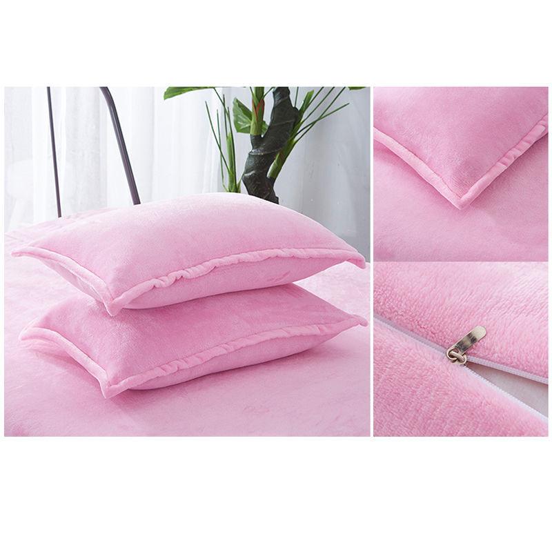 Pure Color Thick Flannel Pillow Case Fleece Single Double Pillow Cover Coral Fleece Pillow Case