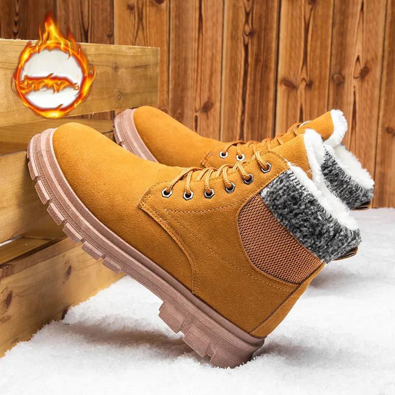 Winter Men's Plus Velvet Padded Snow Boots Men's Warm High-top Martin Boots Cotton Shoes Non-slip Cotton Boots