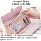 Pink Leather Long Wallet Handbag Coin Pocket Card Holder Womens Phone Wallets and Purses Money Bags