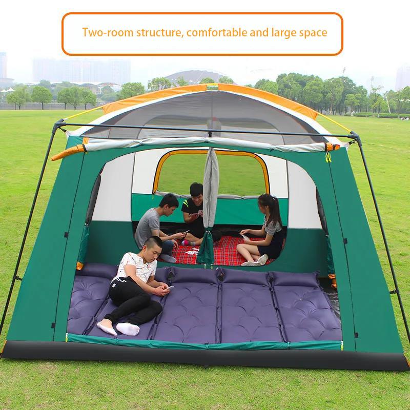 Outdoor Tent Two Rooms and One Living Room 4 To 6 People Thick Rainstorm Camping Tent