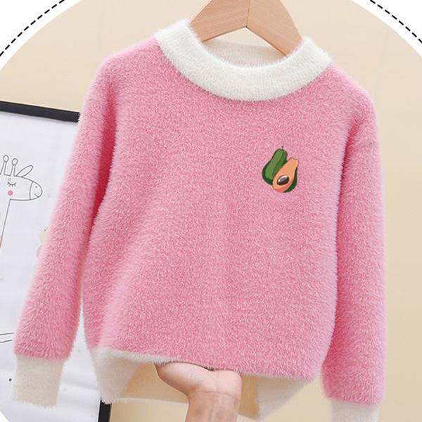 Autumn and Winter Girls Thick Sweater Round Neck Long Sleeve Children's Bottoming Shirt