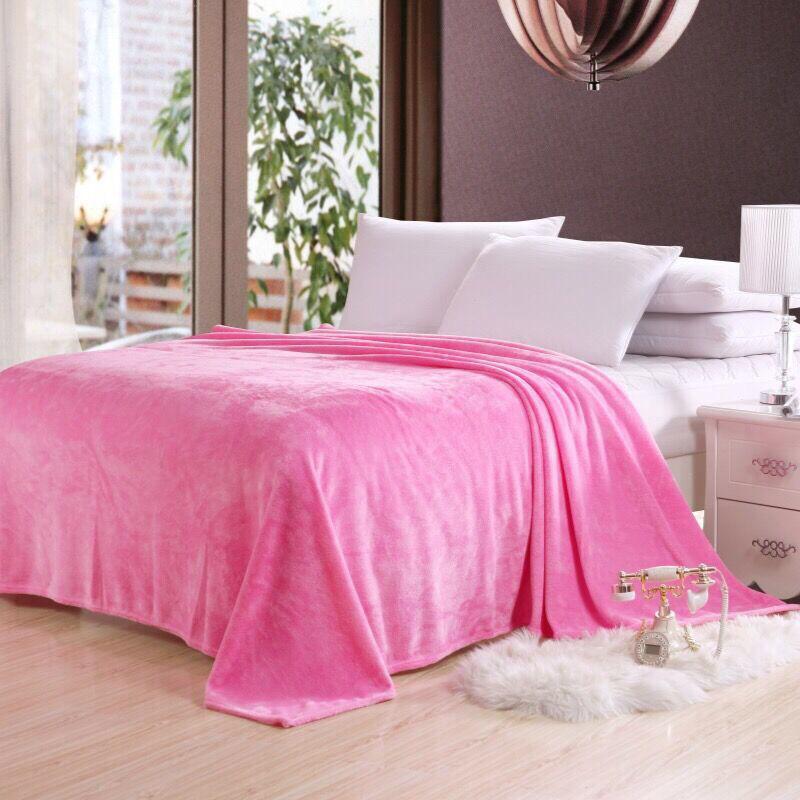 Four Seasons Universal Flannel Fluffy Double-sided Plus Fleece Warm Blanket Thick Breathable Coral Fleece Solid Color Blanket Sheet