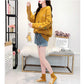 Casual Embroidery Sweater Women Loose Round Neck Pullover Sweater Thickened Warm Knitwear Jumper Outwear