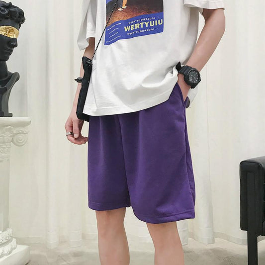 Summer Solid Color Pants Men's Loose and Versatile Trend Casual Men's Sports Five-point Shorts for Outer Wear