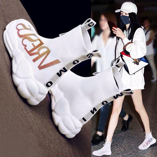 Sneakers Women Causal Shoes High Top Slip on Sock Shoes Women Breathable Anti-ski Flat Platform Women Trainers Tenis Sapato Masculino