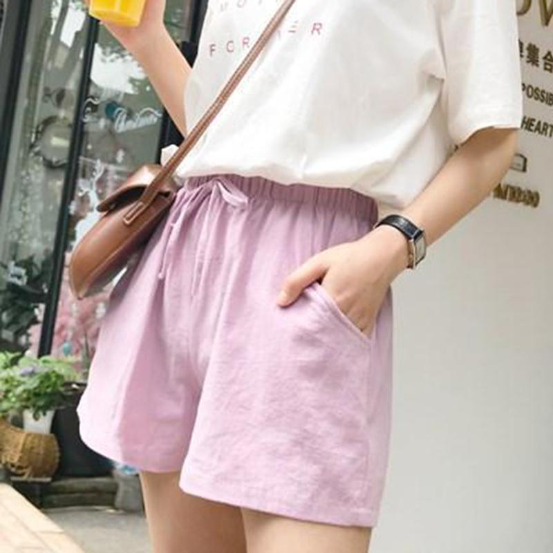 Cotton and Linen Casual Shorts Women's Large Size Wide-leg Pants Home Beach  Pants Summer Loose Casual Sports Five-point Pants