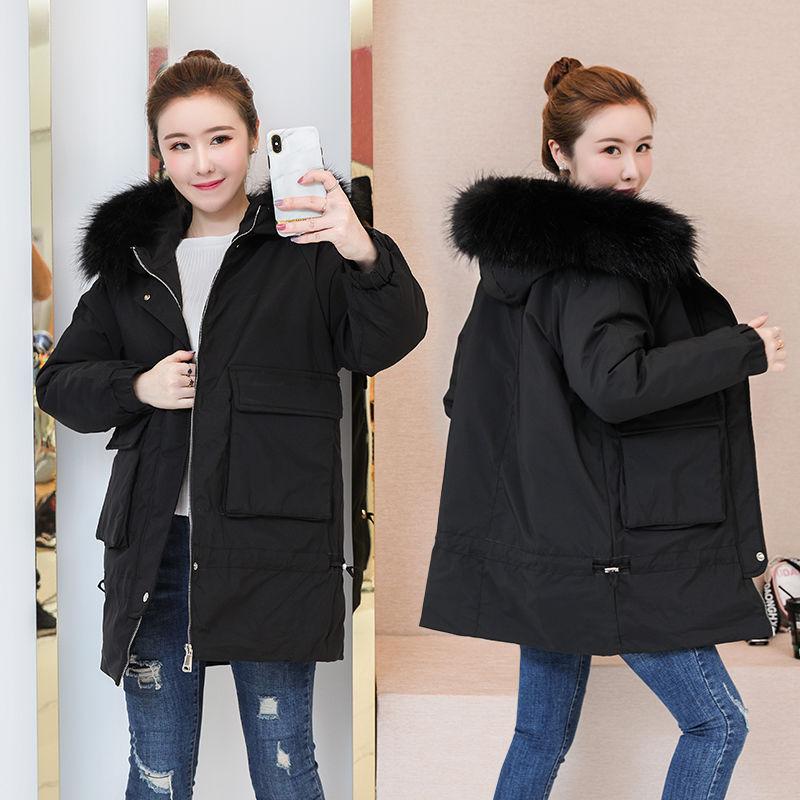 Cotton-padded Jacket Women's Mid-length Big Fur Collar Student Winter Korean Style Loose Cotton-padded Jacket Women's Thick Coat