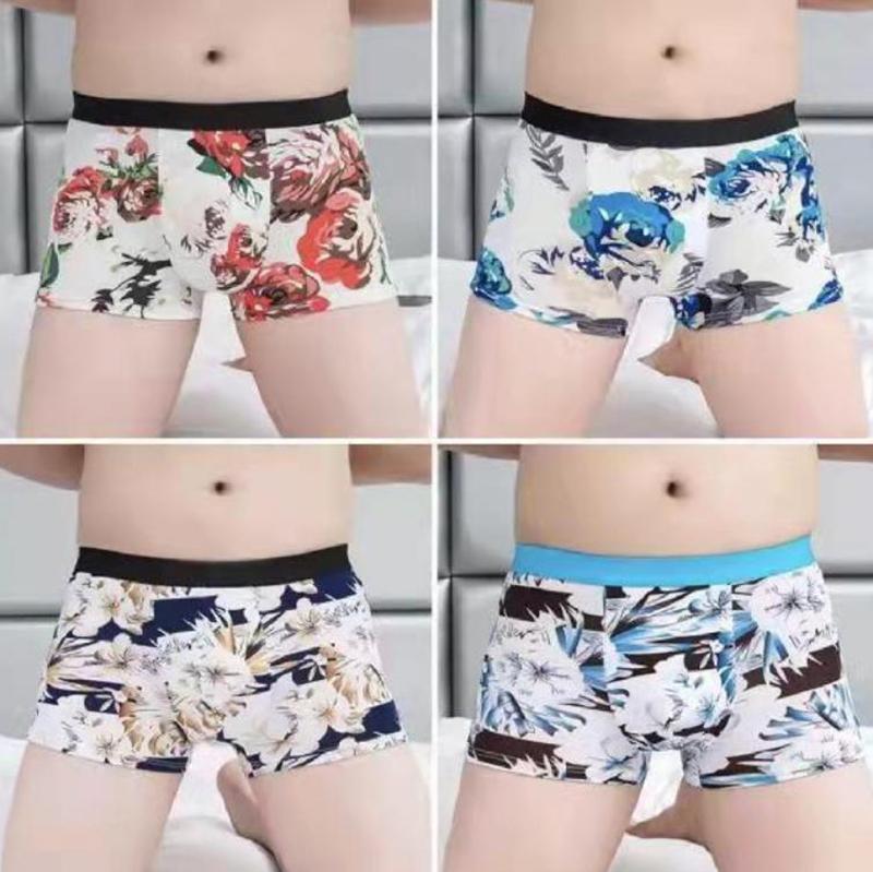 WTEMPO 4Pcs Men Underwear U Convex Underpants Soft and Comfortable Shorts Boxer Shorts