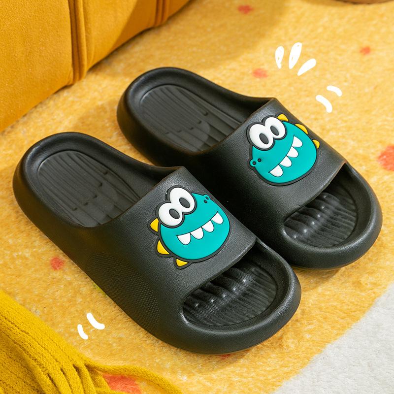 Cartoon Dinosaur Slippers Men and Women Summer Thick Bottom Solid Color Soft Slippers Bathroom Non-slip Slippers Outdoor Light Slippers