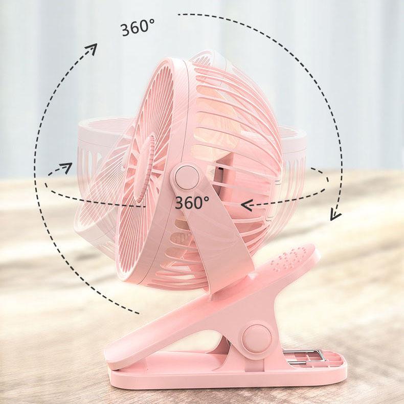 USB Mini Electric Fan Student Dormitory Clip Fan Charging Portable Desktop Fan Solid Color Bed Mute Small Fan