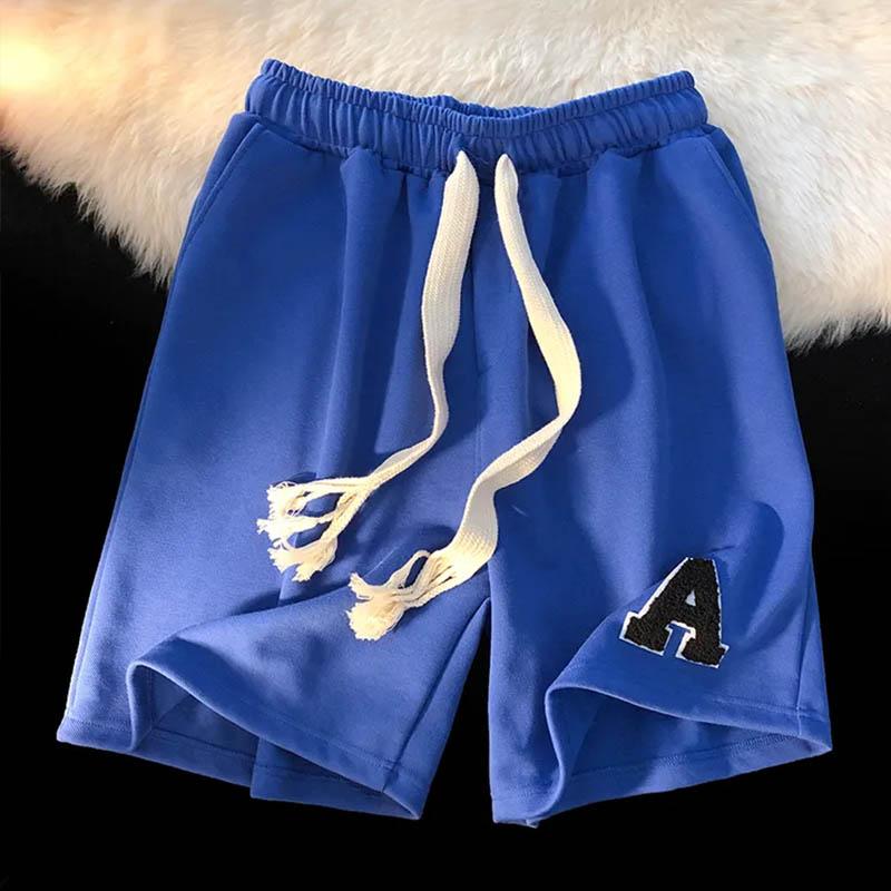 Blue Summer Breathable Shorts Men and Women Loose Casual Pants Couples Wear Five-point Pants