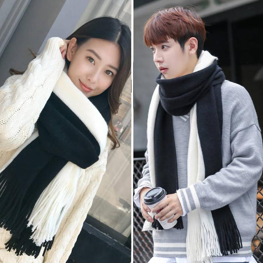 Scarves Scarf  Women's Knnitted Scarf Men's Winter Cashmere Couple Thick Wool Scarf Lovers Gift