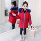 Children's Winter Jackets Girls Cotton Jackets Fur Collar Warm Kids Girls Down Outerwear Coat