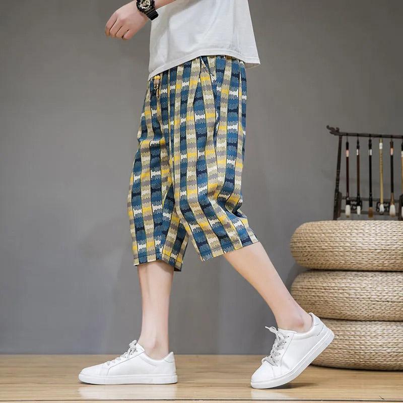 Summer Thin Linen Shorts Men's Loose Beach Pants Large Size Tide Fat Casual Trousers Breeches Men's Five-point Pants