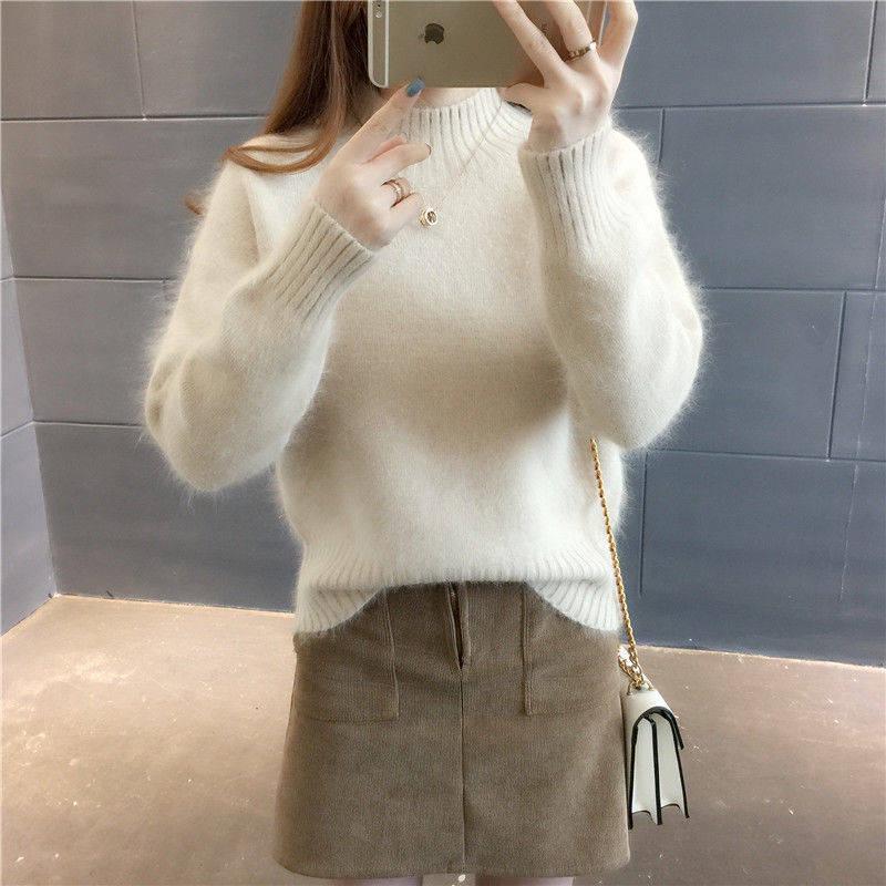 Sweater Women Knitted Pullover Sweater Long Sleeve Turtleneck Slim Jumper Soft Warm Pull Femme