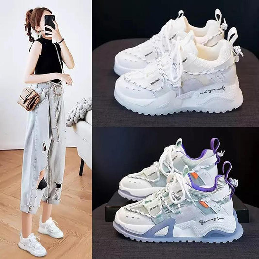 Autumn Daddy Shoes Women's Mesh Breathable Fashion Sneakers Explosion Models Thick-soled All-match Casual Women's Shoes