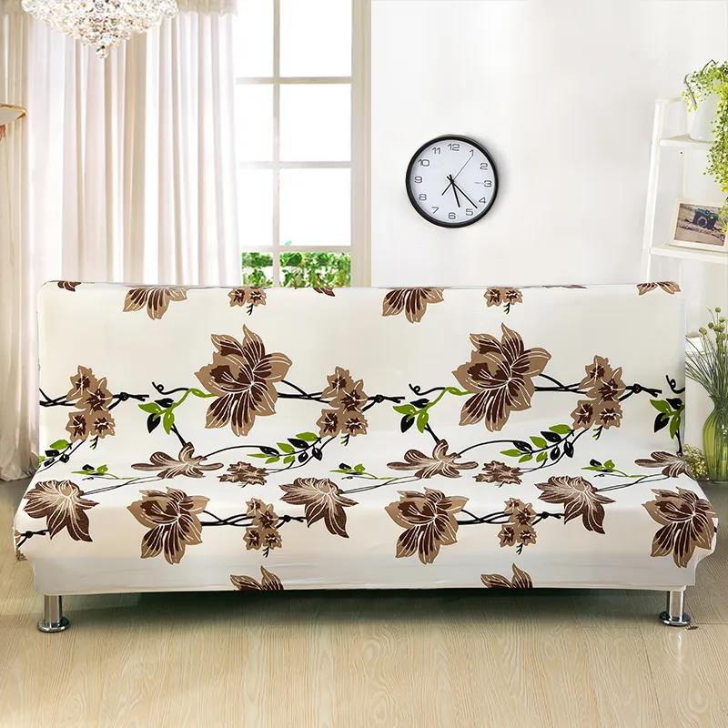 Armless Sofa Cover Stretchable Sofa Cover Printed Folding Sofa Bed Cover Tight Wrap Elastic Slipcover Couch Cover