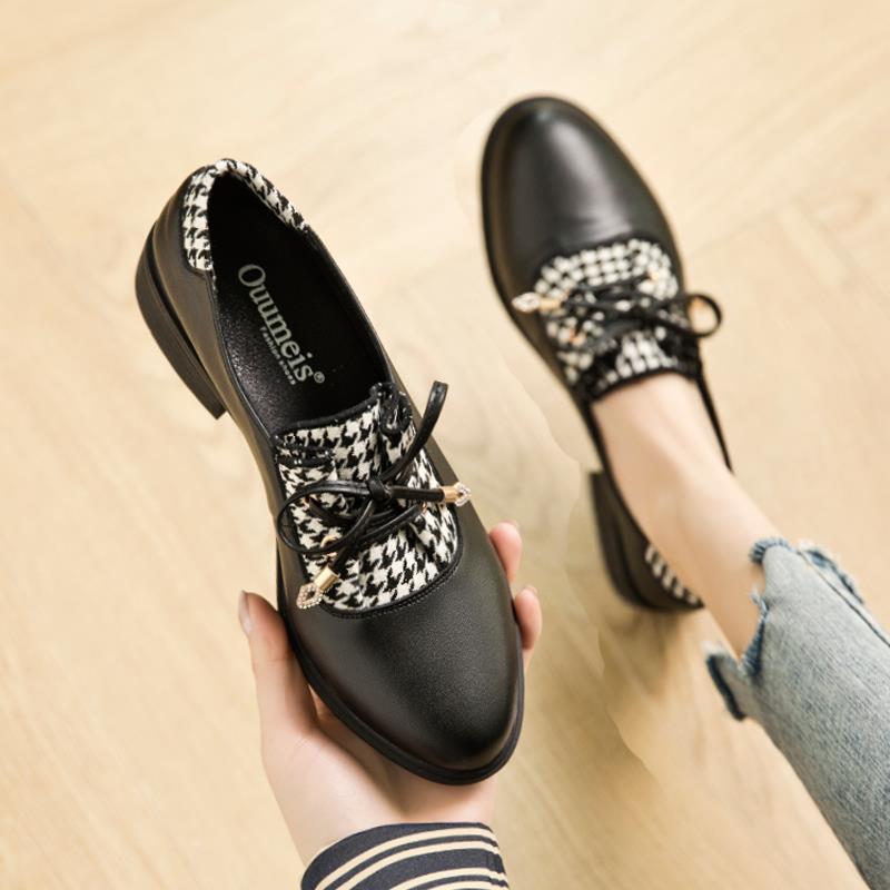 Retro Leather Shoes, Gentle Shoes Women's All-match Women's Shoes Retro Single Shoes Mid-heel Shoes Elegant and Cute Shoes