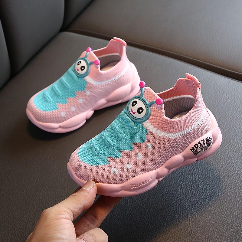 Caterpillar Girls Shoes Mesh Breathable Children's Sports Shoes Soft Sole Baby Socks Shoes Kids Net Shoes Boys Shoes