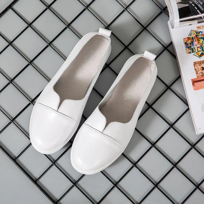 Women's Flat Casual Shoes Cowhide White Shoes Summer One-step Women's Shoes Walking Shoes Soft Sole Mother Shoes