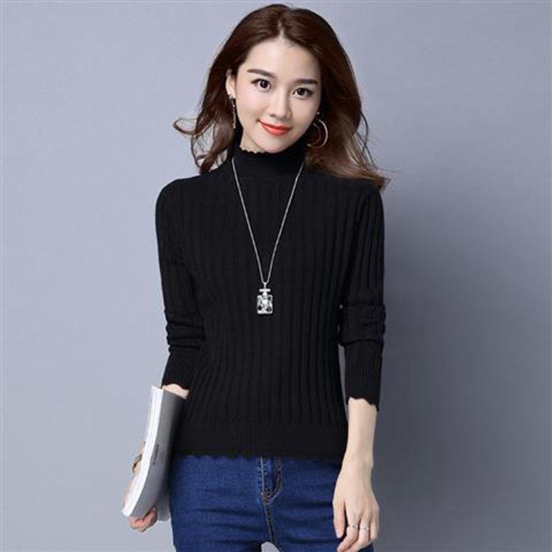 Warm sweater plus velvet thickening autumn and winter women's slim long sleeve sweater high collar