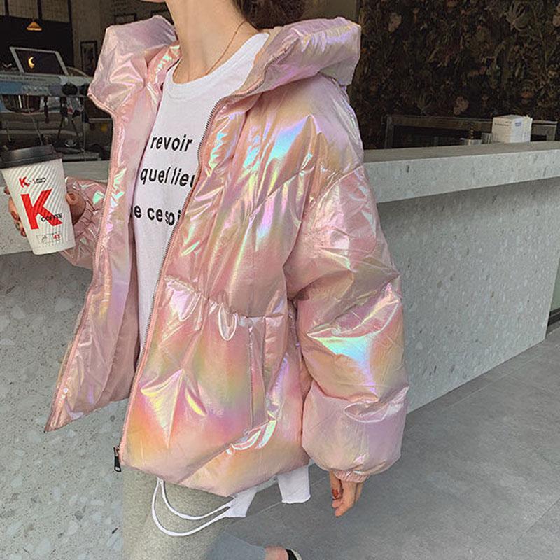 Glossy Short Coat Women's Korean Winter Coat Thick Bread Coat Colorful Down Cotton Coat