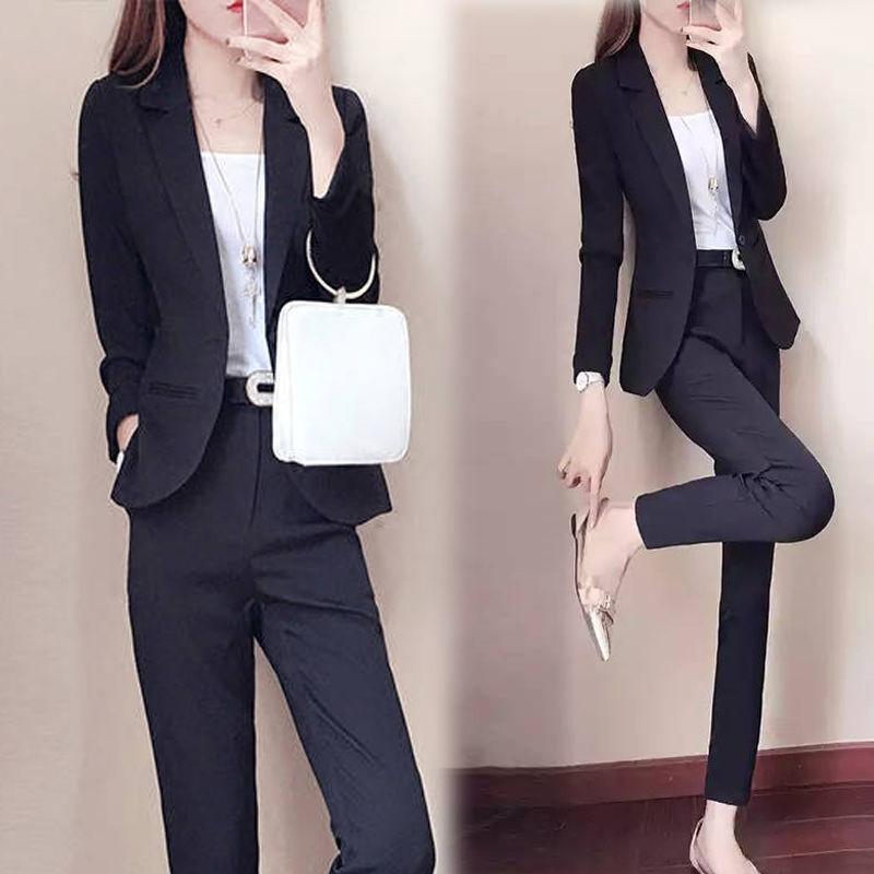 Suit Suit Female Spring and Autumn Temperament British Style Two-piece Suit Jacket + Suit Pants Casual Work Clothes Professional Suit Two-piece Suit