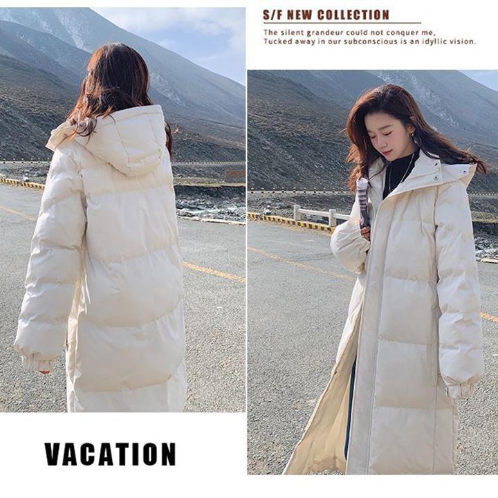 Long Straight Over-the-knee Down Padded Jacket Women's Cotton-padded Jacket Loose Hooded Padded Padded Jacket Warm Winter Padded Jacket