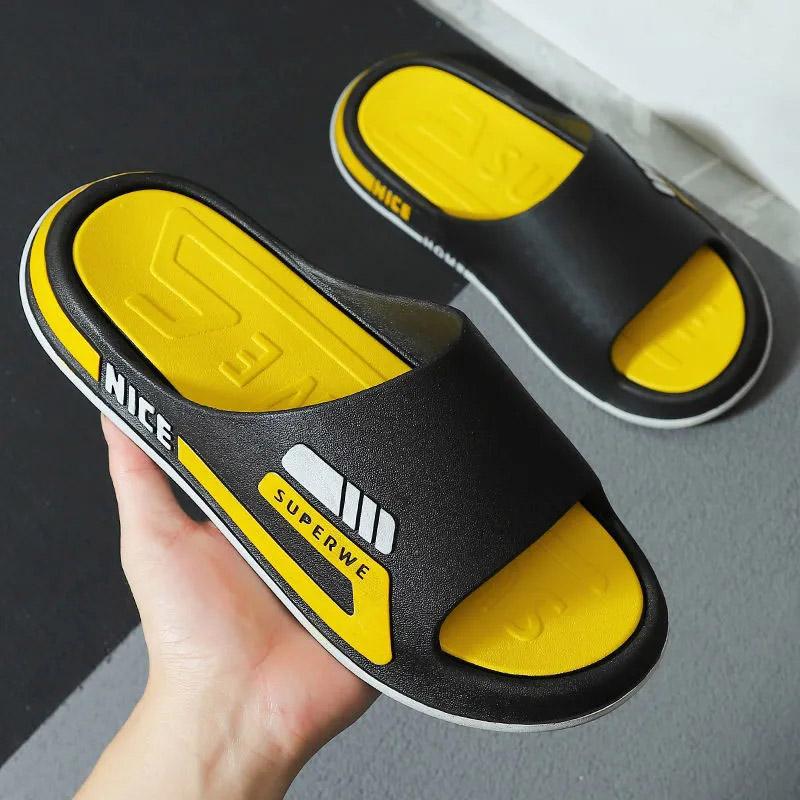 Men's Summer Slippers Wear Thick Bottom Sandals Couples Outdoor Wear Sports Non-slip Flip-flops Household Indoor Bathroom Slippers Ladies Flip-flops