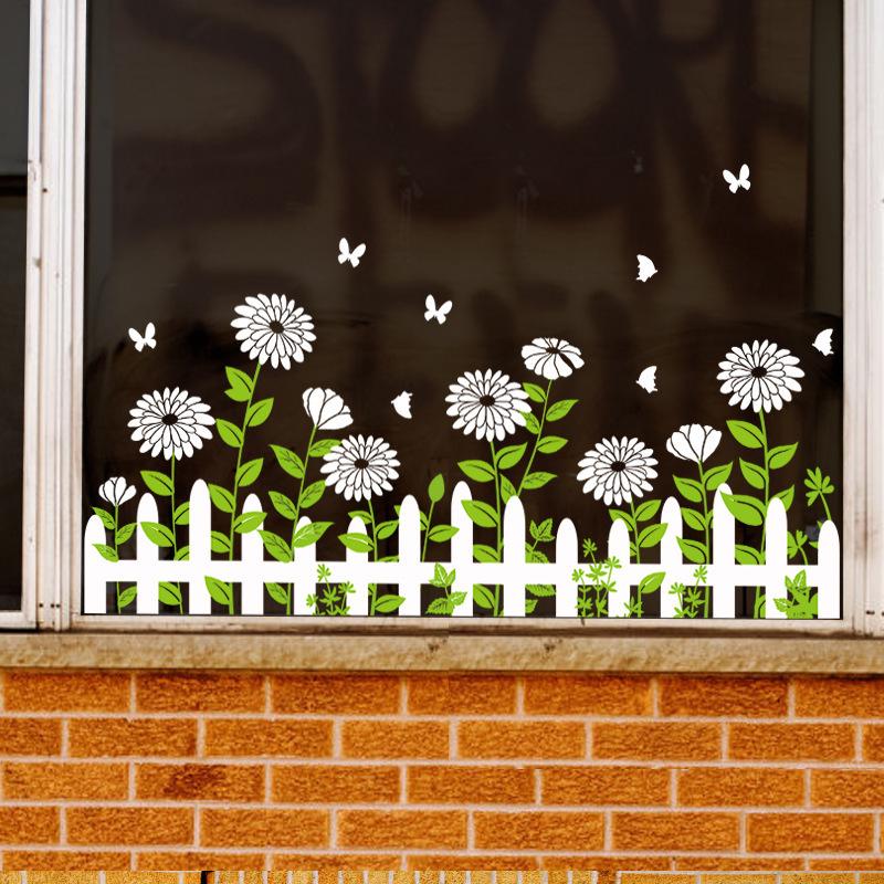 Flower skirting shop shop glass door window sticker cafe decoration wall sticker