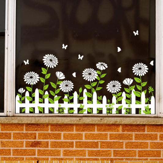 Flower skirting shop shop glass door window sticker cafe decoration wall sticker