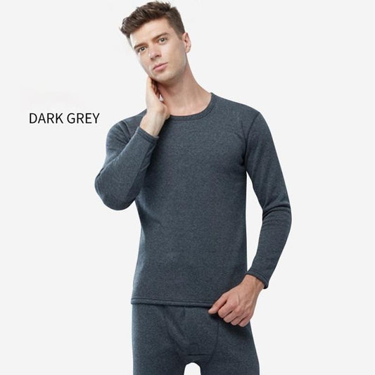 Men Winter Autumn Plus Velvet Thicken Thermal Underwear Tight Suit High Elasticity Comfortable Soft Lining O-neck Male Pajamas Long Sleeve Clothes