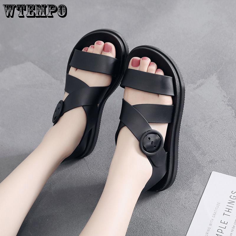 New Plastic Sandals Female Summer Thick Bottom Non-slip Waterproof Rubber Shoes Flat Bottom