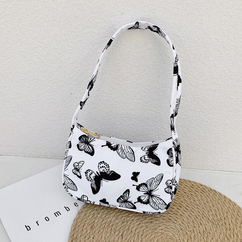 Baguette Bag Nylon Animal Pattern Armpit Bag for Women Shoulder Handbags Lady Simple Hand Bag