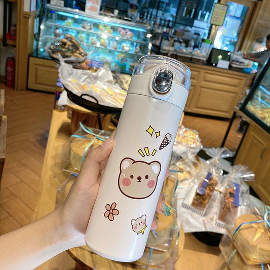 Water Cup Thermos Cup Vacuum Cup Female Student Cute Girl Heart Simple 304 Stainless Steel Cup Travel Cup Convenient To Carry Coffee Cup with Milk