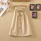 Women's Spring and Summer Skirts Mid-length Knee-length Elegant Button High-waisted Skirt Pleated School Skirt