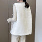 Lamb Wool Vest Women's Spring and Autumn Tweed Stitching Large Size Vest Fashion Jacket