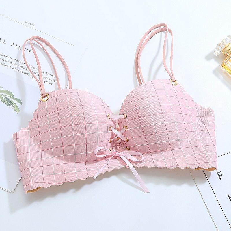 Non-marking Underwear Female Bra Student Girl High School Gathered Small Bra Bra Thin No Steel Ring Thick Cute Sexy Lightweight Breathable