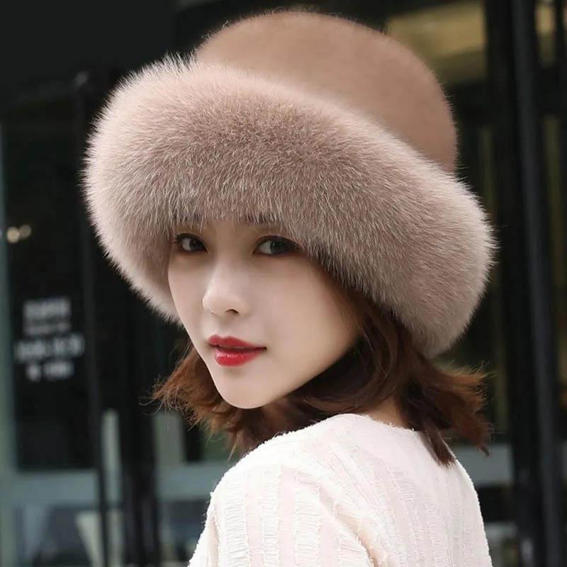 Winter Hat Women Wild Western Fashion Ear Warmth Imitation Mink Fur Thick Windproof Hat