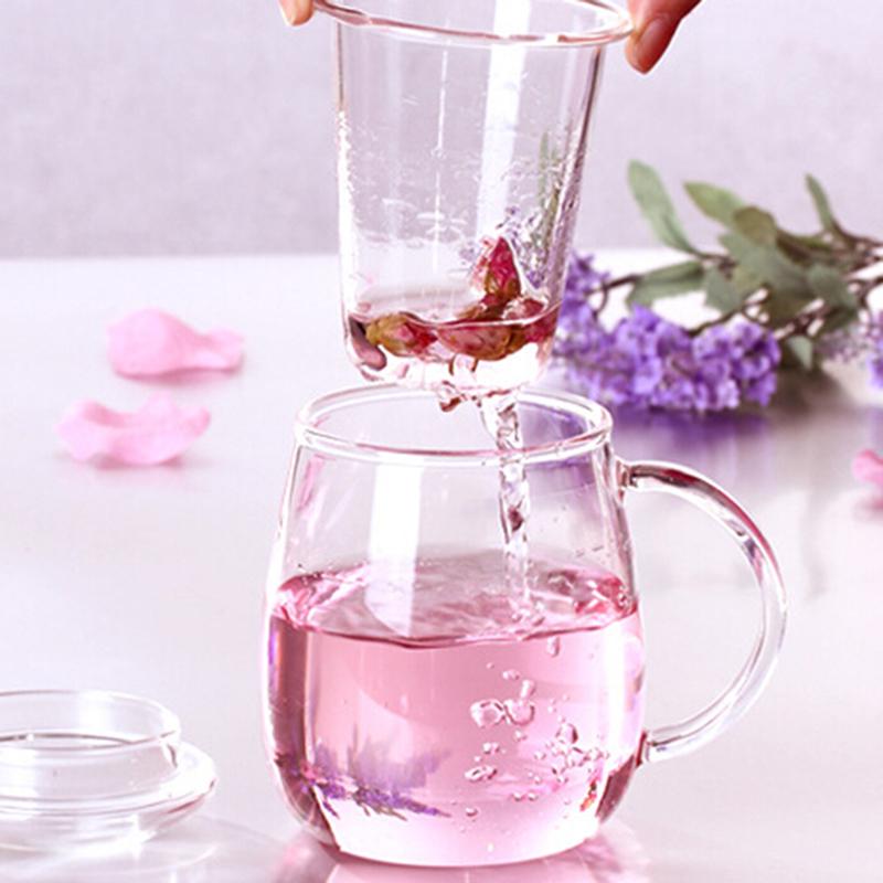 Mushroom Cup Creative Glass Summer Water Female Cups with Lids Transparent Flower Tea