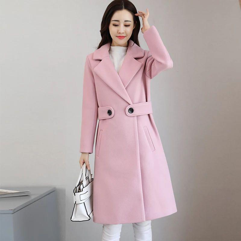 Wool Coat Women Long Coat Long Sleeve Overcoat Loose Outwear Female Winter Autumn Trench Coats