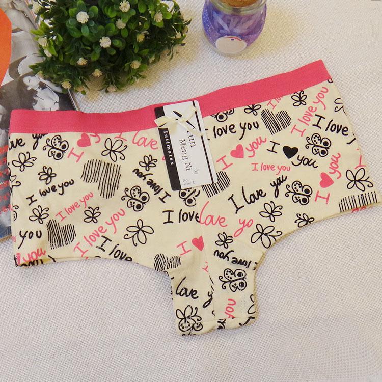 6 Pcs Woman Underwear Print Boyshort Sexy Briefs Cute Girls Panties Ladies Cotton Knickers